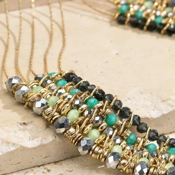 Natural Stone Tassel Statement Necklace - Picture 4 of 7